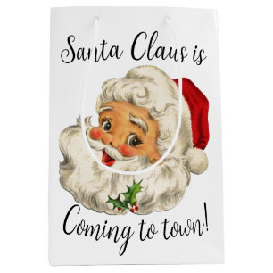 VINTAGE/ RETRO SANTA Christmas Medium Gift Bag