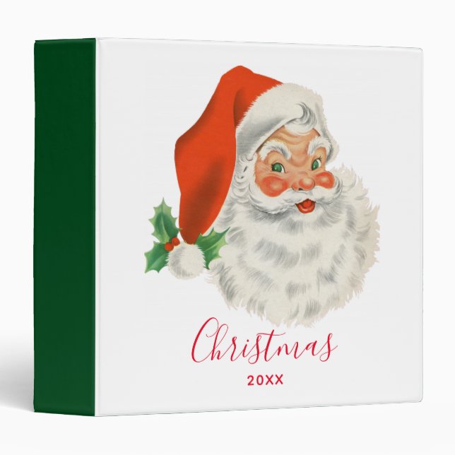 Vintage Retro Santa Claus 3 Ring Binder (Front/Spine)