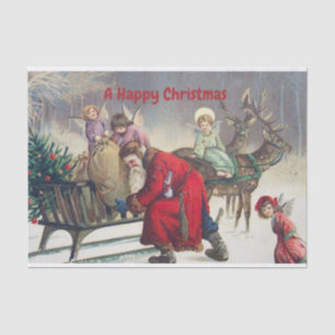 Vintage Retro Santa Claus and Christmas Angels  Tissue Paper