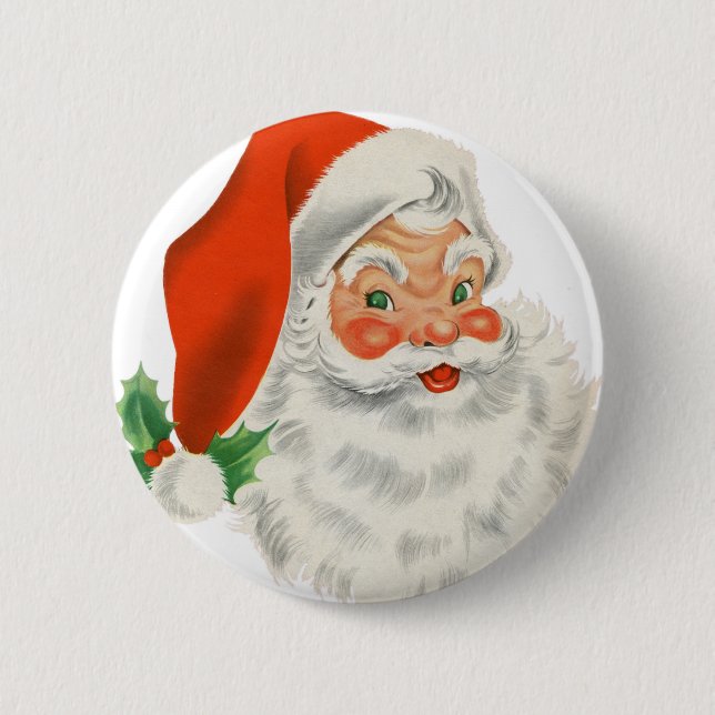 Vintage Retro Santa Claus Button (Front)