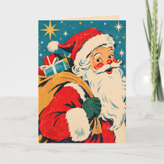 Vintage Retro Santa Claus Christmas Card | 1950s S