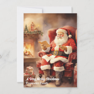 Vintage Retro Santa Claus Christmas Holiday Card