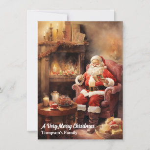 Vintage Retro Santa Claus Christmas Holiday Card