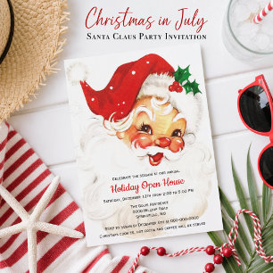 Vintage Retro Santa Claus Christmas Invitation