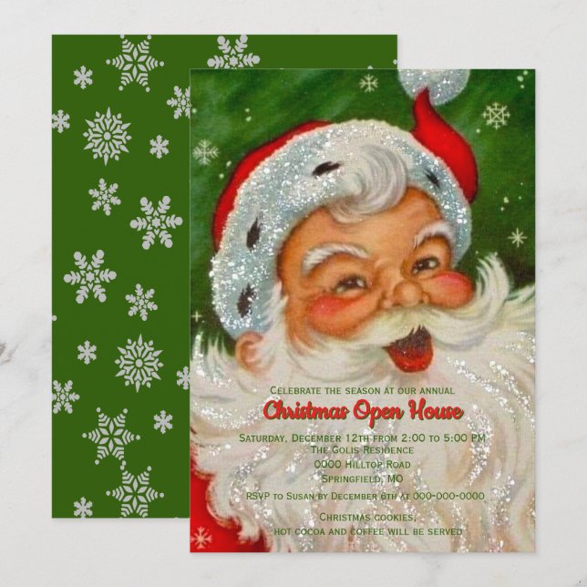Vintage Retro Santa Claus Christmas  Invitation (Front/Back)