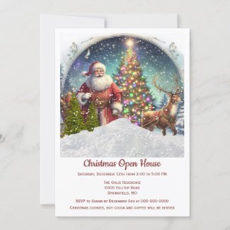 Vintage Retro Santa Claus Christmas  Invitation