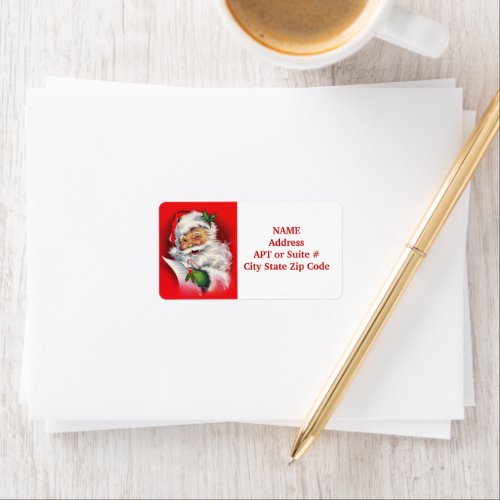 Vintage Retro Santa Claus Christmas Return Address Label