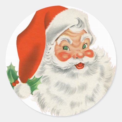 Vintage Retro Santa Claus Classic Round Sticker