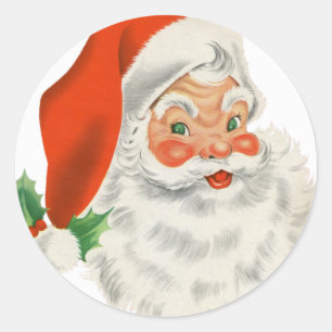 Vintage Retro Santa Claus Classic Round Sticker