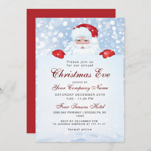 Vintage Retro Santa Claus Corporate Christmas Eve Invitation