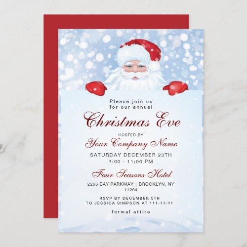 Vintage Retro Santa Claus Corporate Christmas Eve Invitation