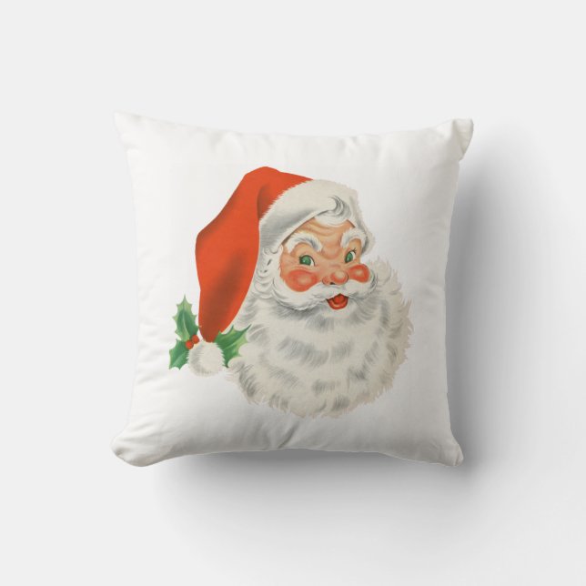 Vintage Retro Santa Claus Throw Pillow (Front)