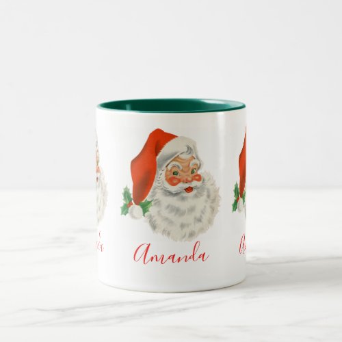 Vintage Retro Santa Claus Two_Tone Coffee Mug