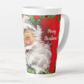 Vintage Retro Santa Claus with Christmas Tree Latte Mug (Right Angle)