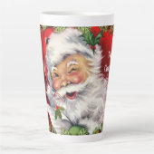 Vintage Retro Santa Claus with Christmas Tree Latte Mug (Front)