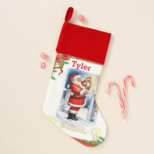 Vintage Retro Santa Claus with Your Name Christmas Stocking