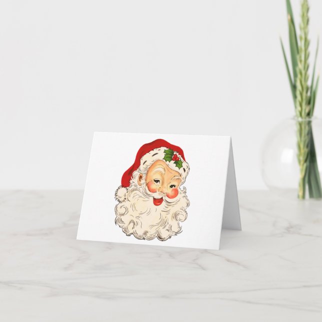 Vintage Retro Santa Clause Christmas Card (Front)