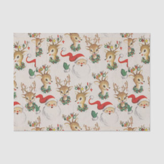 Vintage Retro Santa Deer Design Tissue Paper