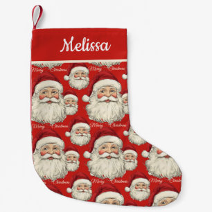Vintage Retro Santa Face Red Small Christmas Stocking