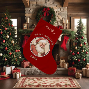 Vintage Retro Santa Large Christmas Stocking