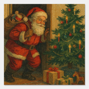 Vintage/retro Santa visiting at Christmas Sign