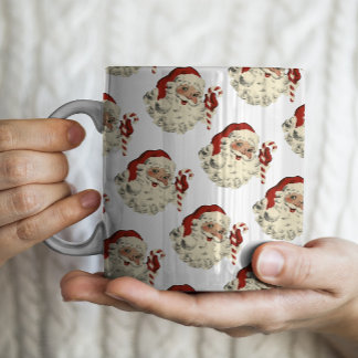 Vintage Retro Santa with Candy Cane Coffee Mug