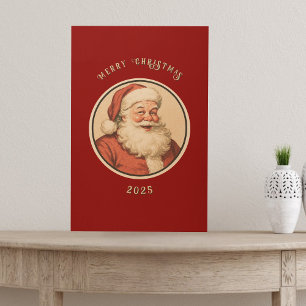 Vintage Retro Santa Wood Wall Art
