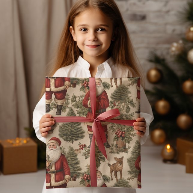 Vintage Retro Santa  Wrapping Paper (Creator Uploaded)