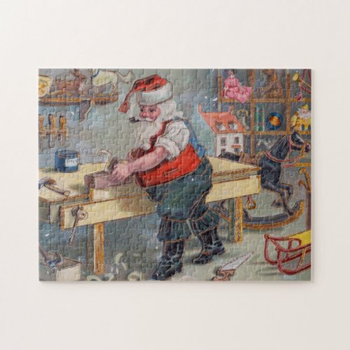 Vintage Retro Santas Christmas Toy Workshop Jigsaw Puzzle