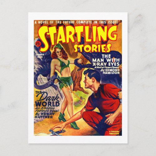 Vintage Retro SciFi Startling Stories Spaceship Postcard