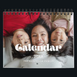 Vintage retro script 2024 family photo calendar<br><div class="desc">A modern photo calendar with a vintage retro script,  to customize with your family pictures,  a perfect way to start the year 2024. Fully customizable text colors.</div>