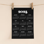 Vintage retro script 2025 Black Calendar Poster<br><div class="desc">A vintage style poster calendar for the year 2025 with a retro script font and a dark background.</div>