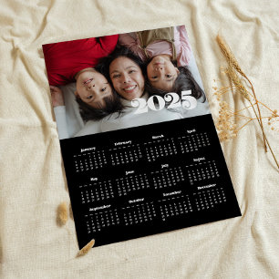 Vintage retro script 2025 Black photo calendar Poster