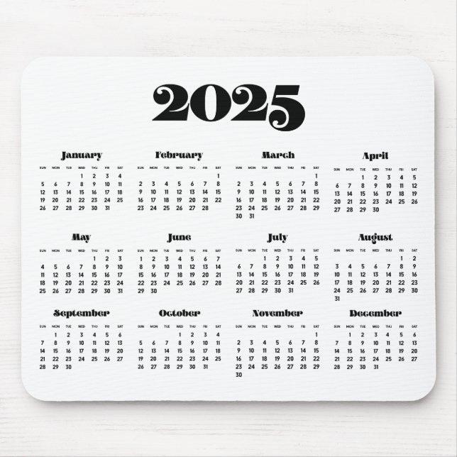 Vintage retro script 2025 calendar mouse pad (Front)