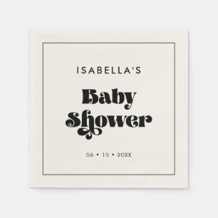 Vintage Retro Script Baby Shower Napkins