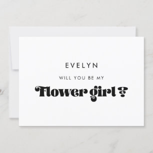 Vintage Retro Script Flower Girl Proposal Card