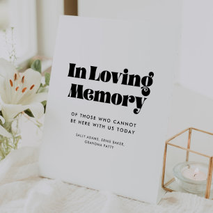 Vintage Retro Script In Loving Memory Wedding Pedestal Sign