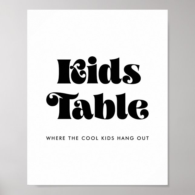 Vintage Retro Script Kids table sign (Front)