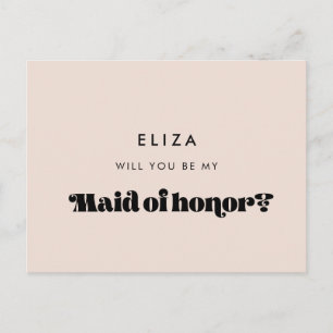 Vintage retro script Maid of honor proposal Postcard