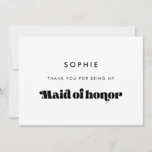Vintage Retro Script Maid of Honor Thank You Card