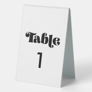 Vintage retro script number table tent