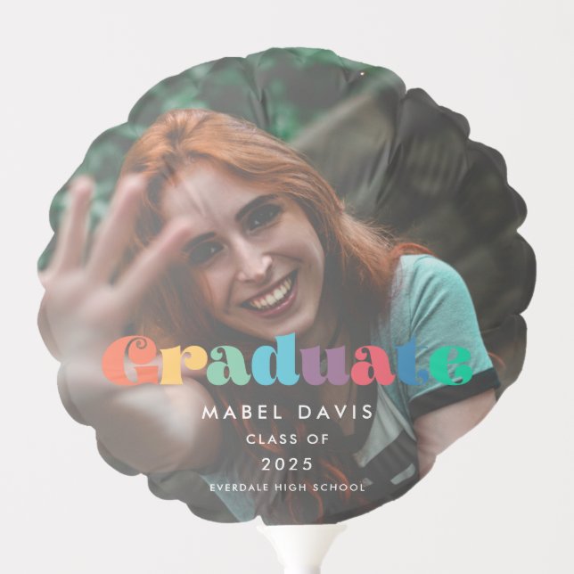 Vintage retro script Photo graduation Balloon (Front)