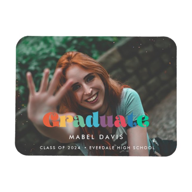 Vintage retro script Photo graduation Magnet (Horizontal)