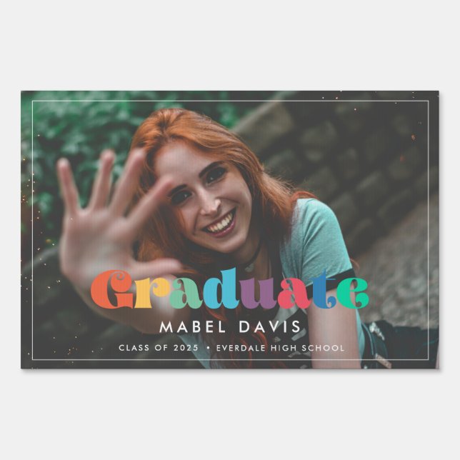 Vintage retro script Photo graduation outdoor Sign (Front)