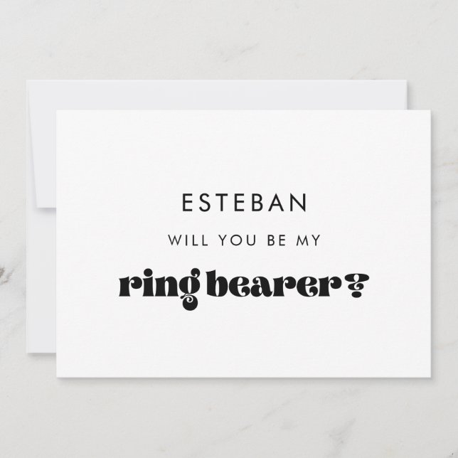 Vintage Retro Script Ring Bearer Proposal Card (Front)