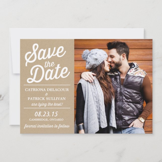 Vintage Retro Script | Save the Date Announcement (Front)