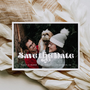 Vintage retro script Save the Date photo card