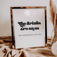 Vintage Retro Script Wedding Open Bar sign