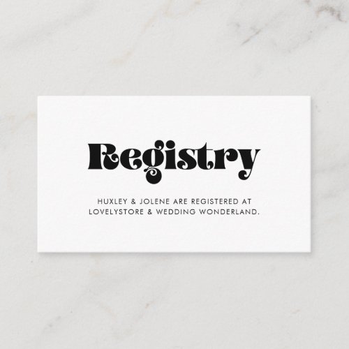 Vintage retro script wedding registry card