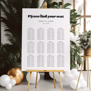 Vintage retro script wedding seating chart foam board
